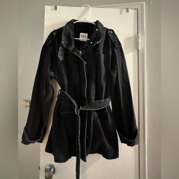 Black denim belted jacket/dress - Picture 2 of 2